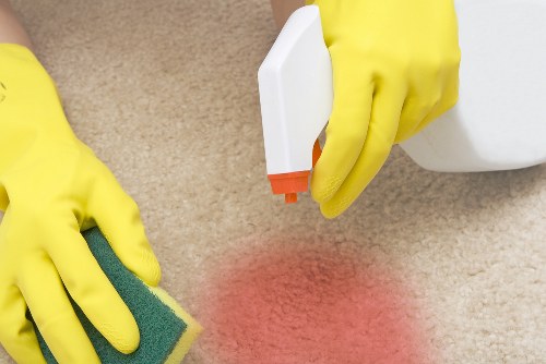 Professional sofa cleaning in a modern living room
