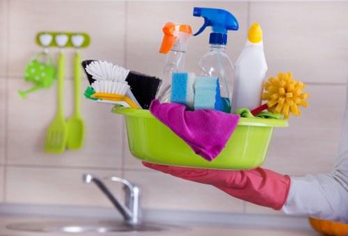 Routine home cleaning with organized living space