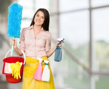 Detailed kitchen house cleaning with organized surfaces
