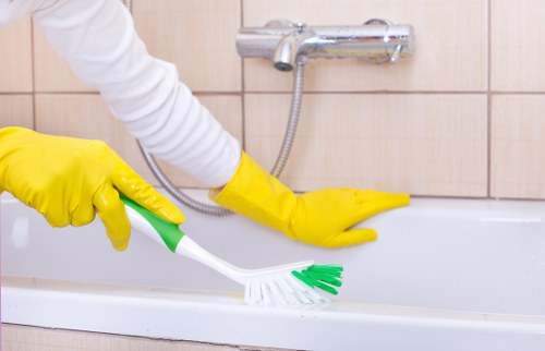 Cleaning supplies and tools used for Airbnb turnovers