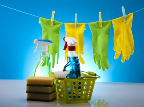 Kitchen and bathroom domestic cleaning essentials